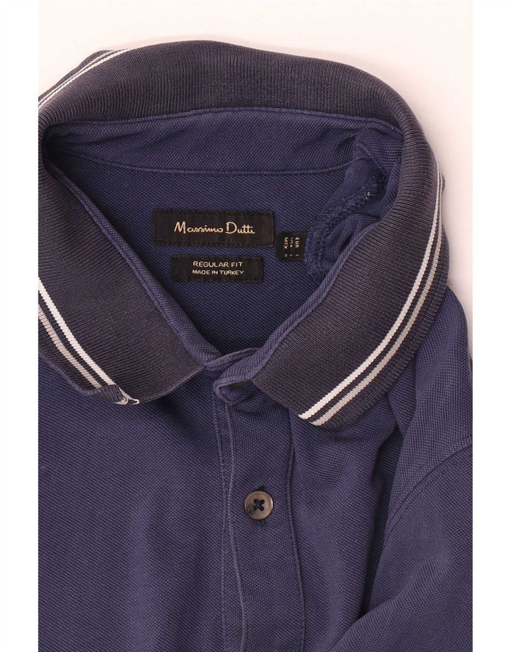Massimo Dutti Polo à manches courtes pour homme Coupe droite Taille L Bleu marine