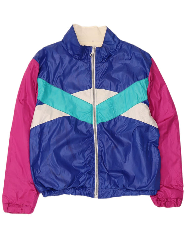 vintage Mens Graphic Survêtement Top Veste XL Bleu Colorblock