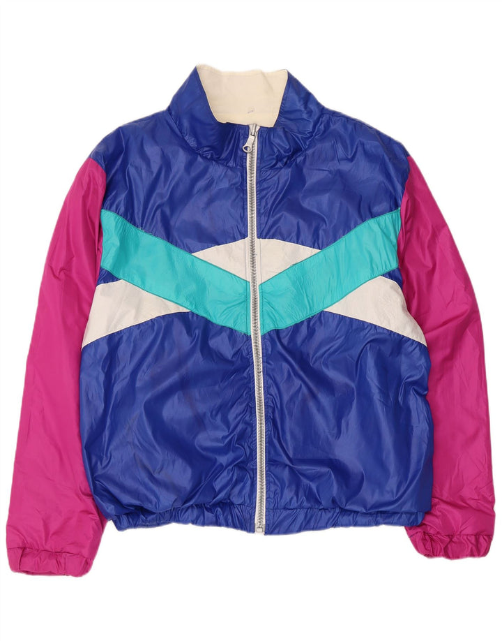 vintage Mens Graphic Survêtement Top Veste XL Bleu Colorblock