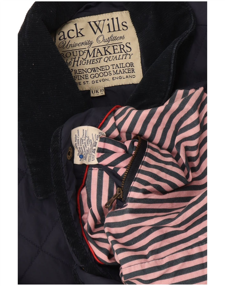 Jack Wills Veste matelassée pour femme UK 10 Petit nylon bleu marine