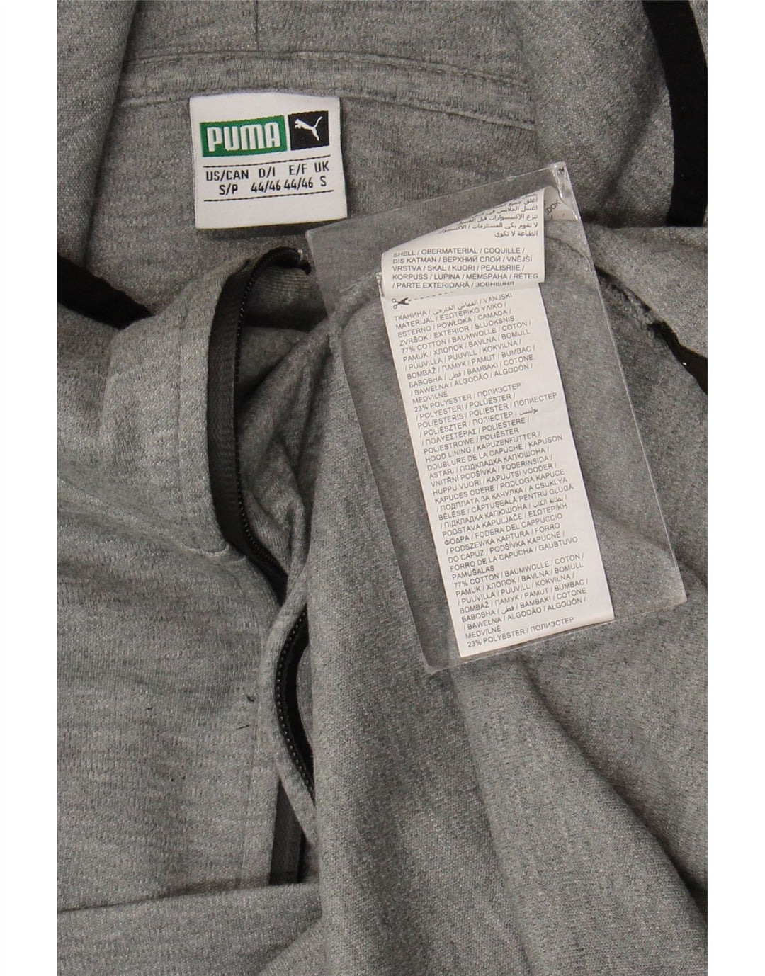 Puma Pull à capuche zippé pour homme, petit, gris, coton