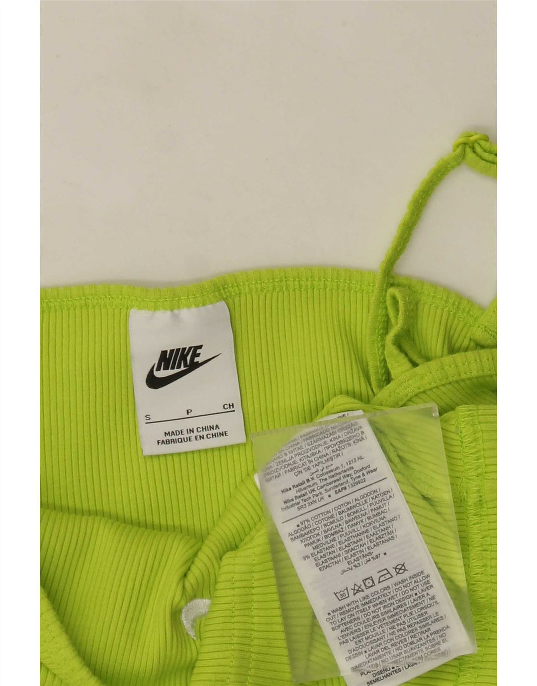 Nike Womens Crop Cami Top UK 8 Petit Vert Coton