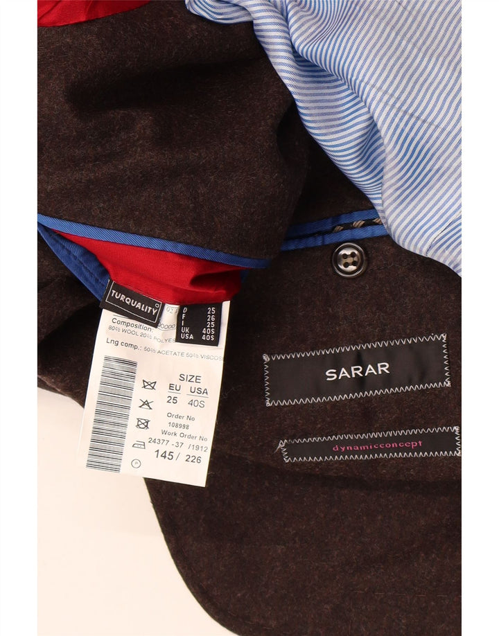Sarar Veste Blazer 2 Boutons pour Homme UK 40 Grande Laine Marron