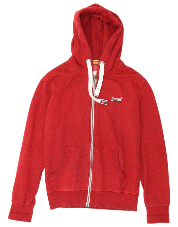 Superdry Pull à capuche zippé en coton rouge moyen |