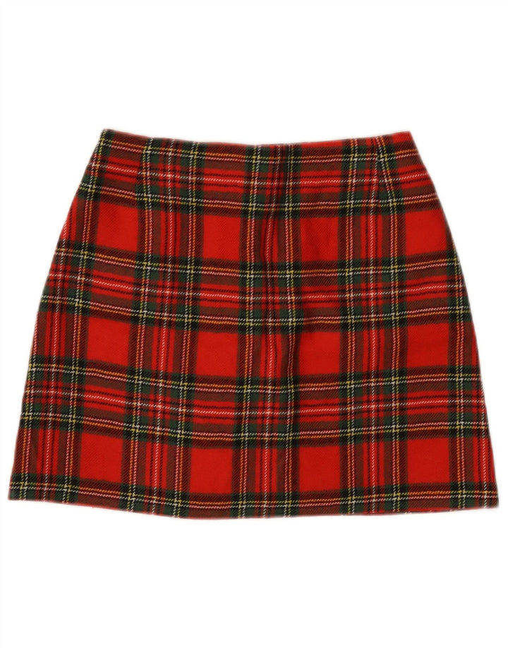 vintage Femme A-Line Jupe W26 Petit Carreau Rouge