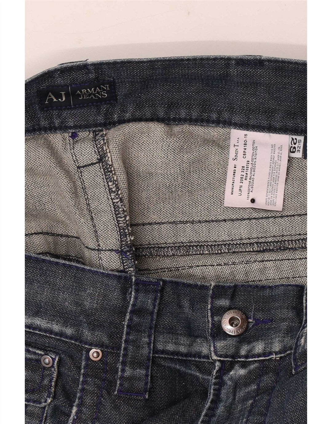 Armani Jeans Bootcut Homme W29 L30 Bleu Coton