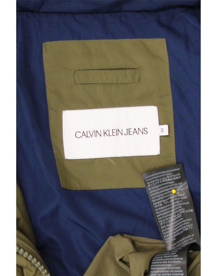 Calvin Klein Jeans Veste matelassée à capuche pour homme UK 36 Petit Kaki Polyester