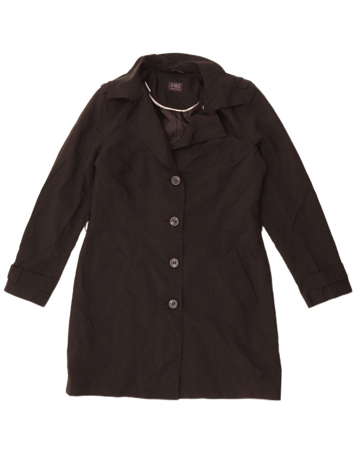 Marks & Spencer Trench-Coat Femme UK 12 Moyen Noir Polyester
