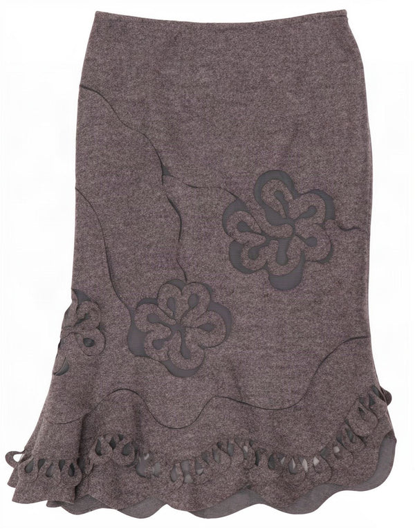 Per Una Jupe Asymétrique Femme UK 10 Small W27 Laine Florale Grise