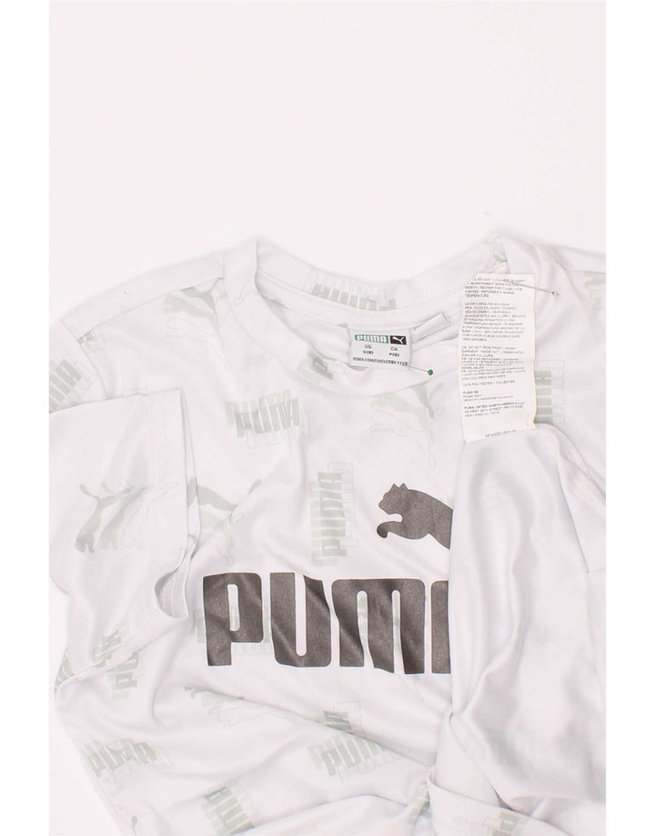 Puma Boys Graphic T-Shirt Top 7-8 ans Petit Blanc Polyester