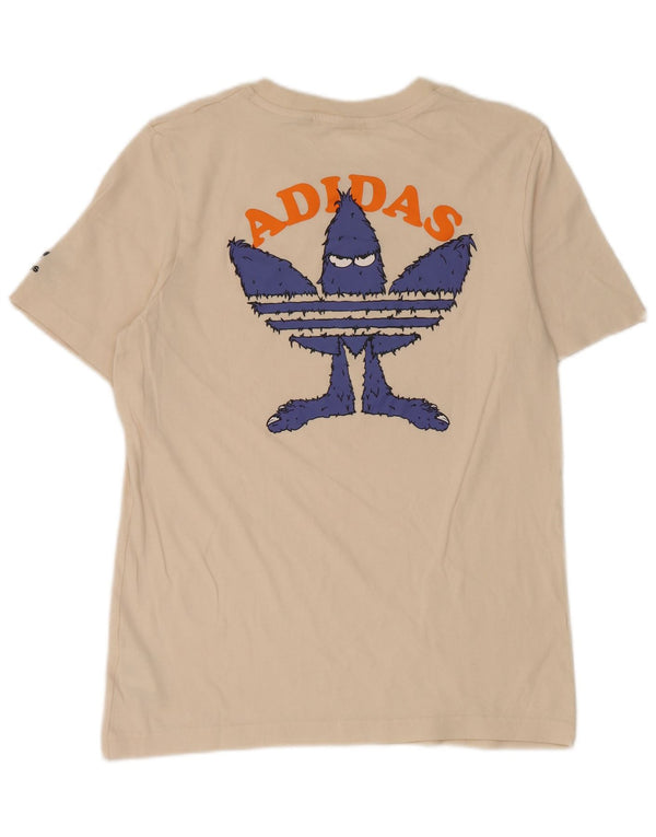 Adidas T-shirt graphique pour homme en coton blanc cassé