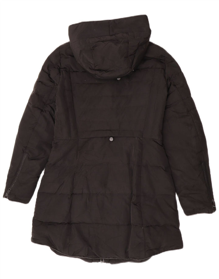 Zara Manteau rembourré à capuche pour femme UK 14 Medium Noir