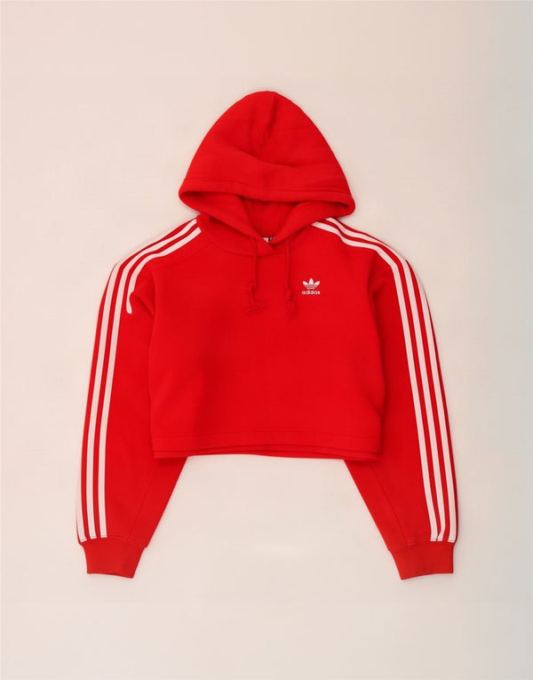 Adidas Pull à capuche surdimensionné pour femme UK 4 XS Rouge Coton