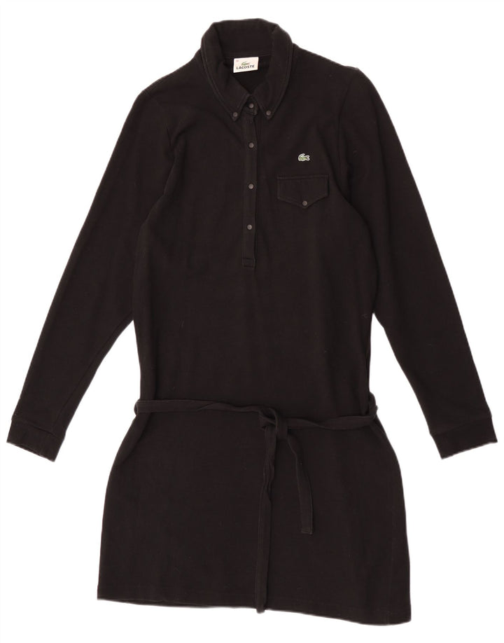 Lacoste Robe polo à manches longues pour femme Taille 40 Coton noir moyen