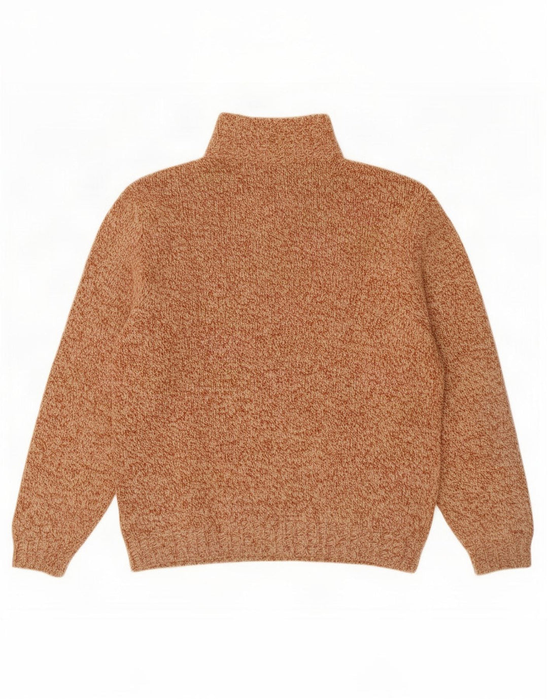 vintage Mens Button Neck Jumper Pull Grande Laine Mouchetée Brune