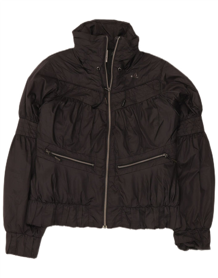 ADIDAS Veste bomber surdimensionnée pour femme UK 10 Petit Noir Polyester