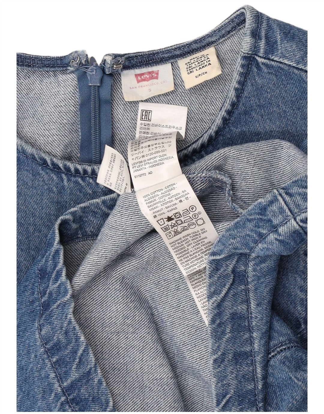 Levi's Chemisier en Jean Femme UK 10 Petit Bleu Coton