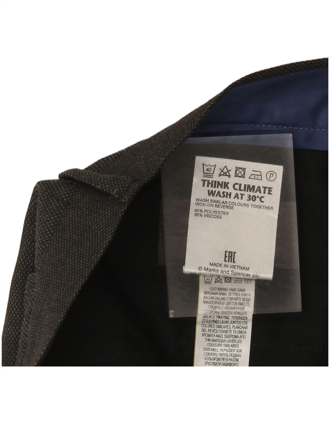 Marks & Spencer Pantalon de Costume Slim Homme W32 L29 Gris Polyester