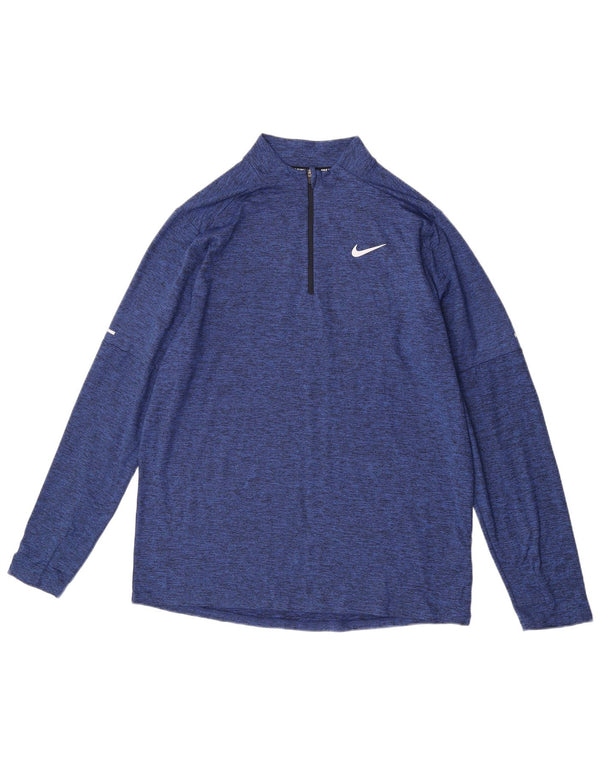 Nike Dri Fit Haut de survêtement à col zippé pour homme Bleu moucheté