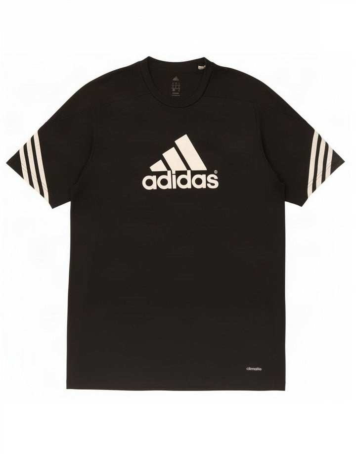 Adidas Hommes Climalite Graphic T-Shirt Top Noir Moyen Polyester