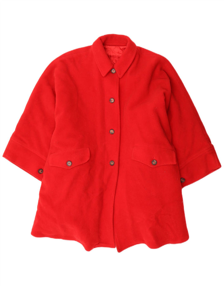 Manteau Poncho Vintage Filles 11-12 Ans Laine Rouge