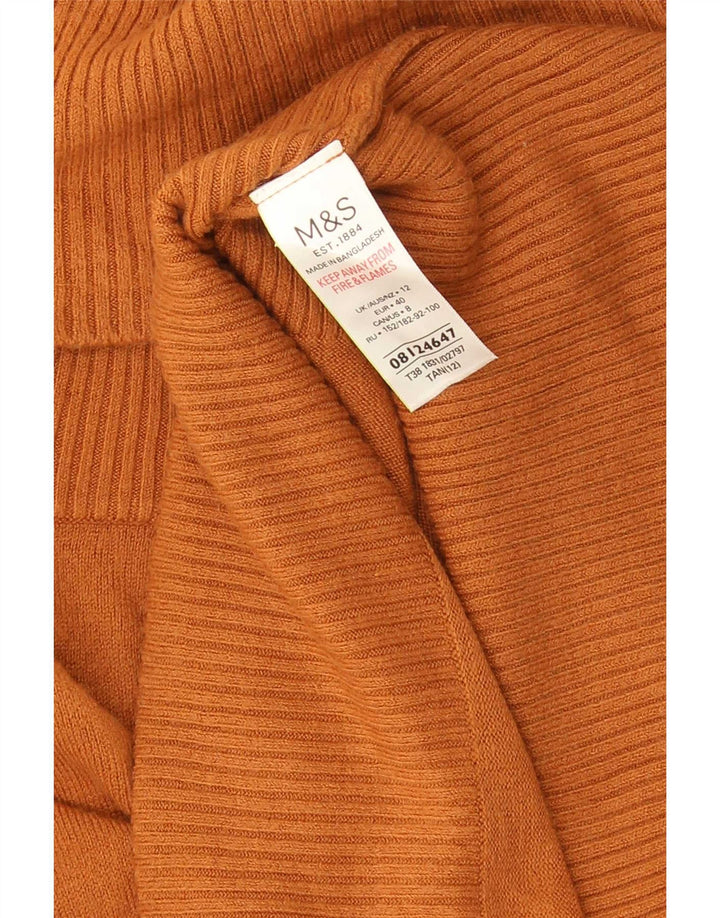 Marks & Spencer Pull long à col roulé pour femme Marron moyen UK 12