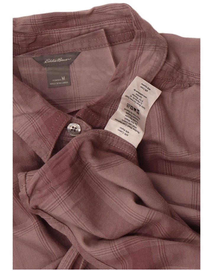 EDDIE BAUER Chemise pull en flanelle pour femme UK 14 Plaid bordeaux moyen