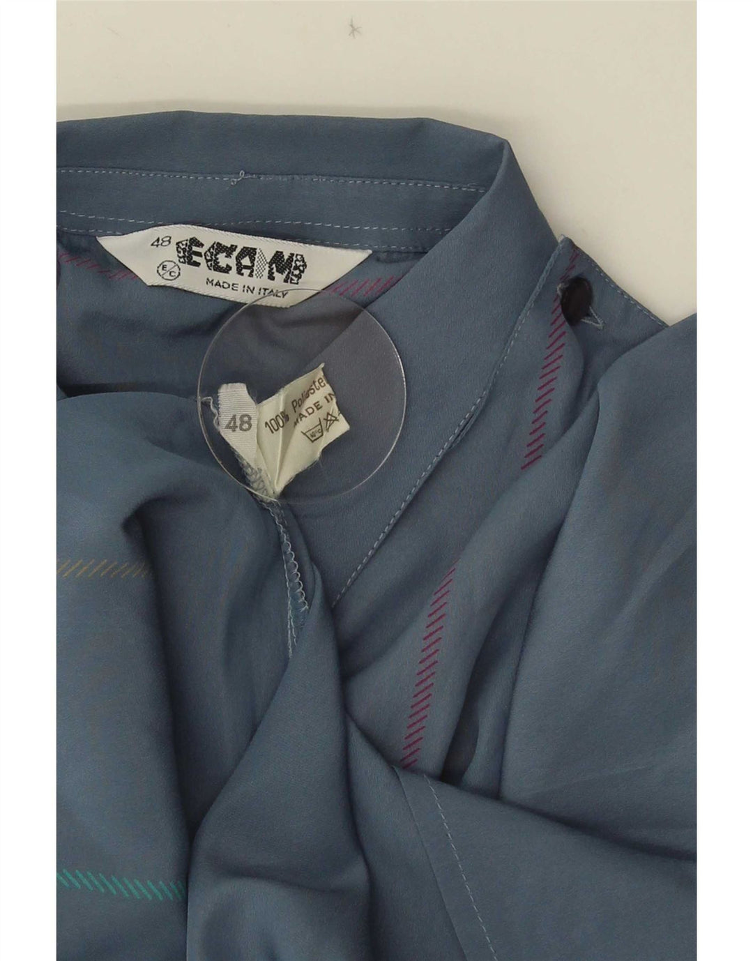 Chemise pull femme vintage IT 48 XL Polyester rayé bleu