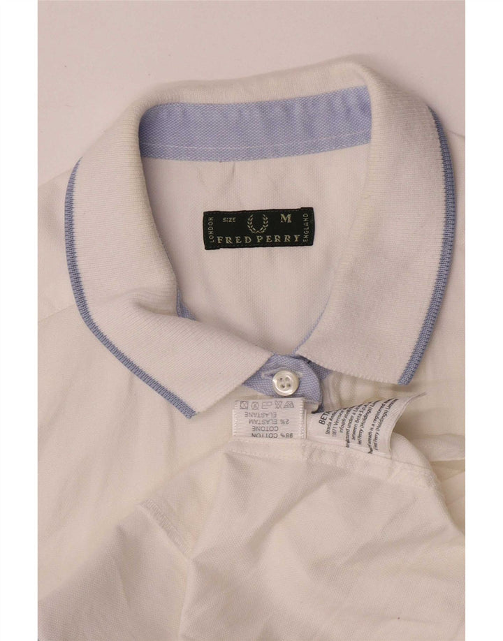 Fred Perry Chemise à manches courtes coupe régulière pour femme UK 12 coton blanc moyen
