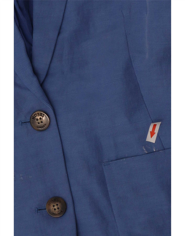 Hobbs Veste blazer à 2 boutons pour femme UK 10 Petit lin bleu