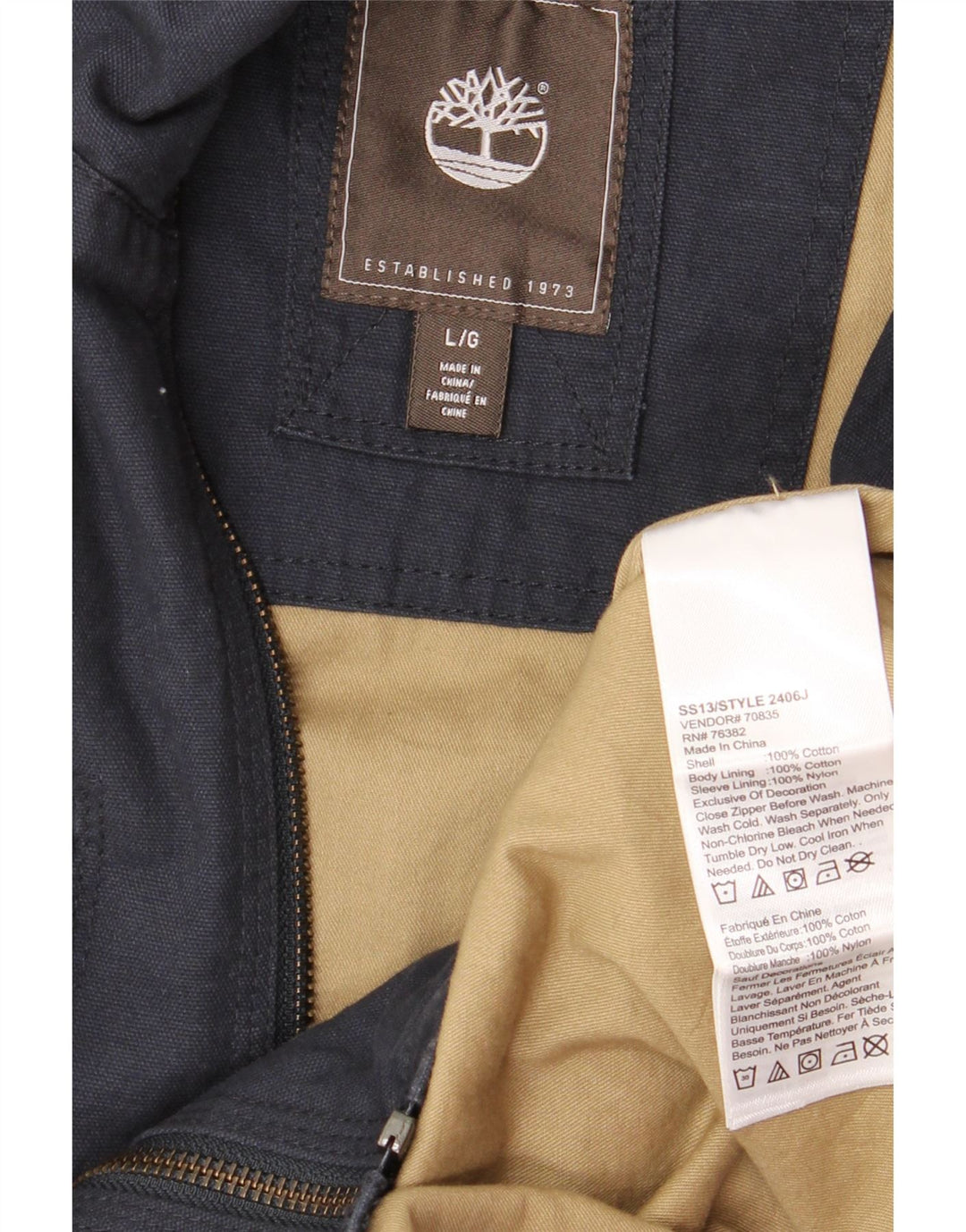 TIMBERLAND Veste utilitaire pour homme UK 40 Large Bleu Marine Coton