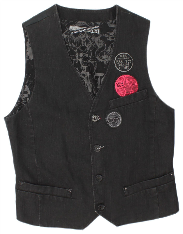 Clink Jeans London Gilet graphique pour homme en coton noir Taille L