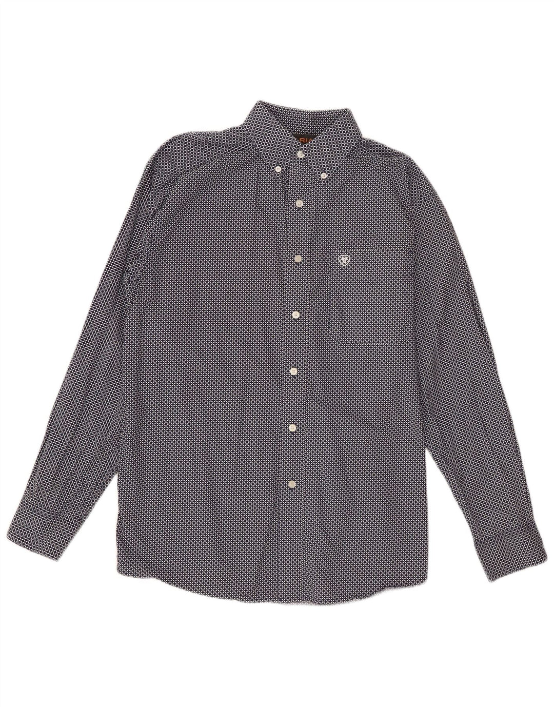 Chemise Homme Ariat Coton Géométrique Bleu Marine Moyen