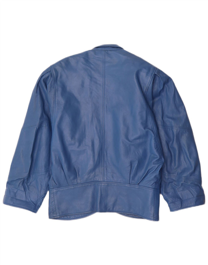 veste en cuir surdimensionnée femme vintage EU 34 XS Bleu