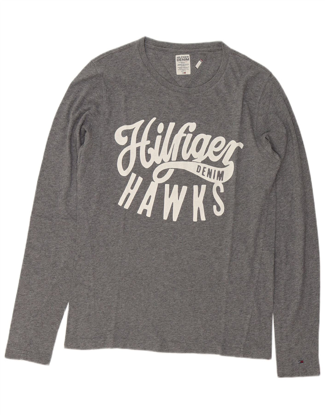Tommy Hilfiger Haut graphique à manches longues pour homme Petit coton moucheté gris