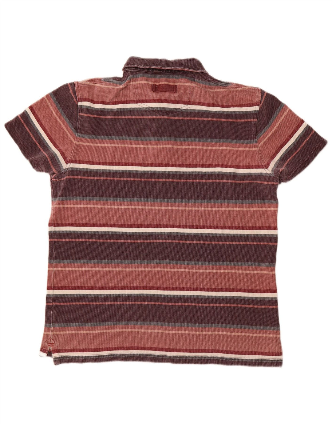 FAT FACE Polo Homme Coton Rayé Bordeaux Moyen