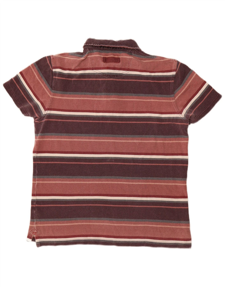 FAT FACE Polo Homme Coton Rayé Bordeaux Moyen