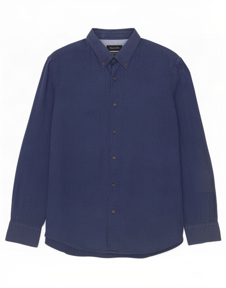 Massimo Dutti Chemise Homme Large Bleu Marine Coton