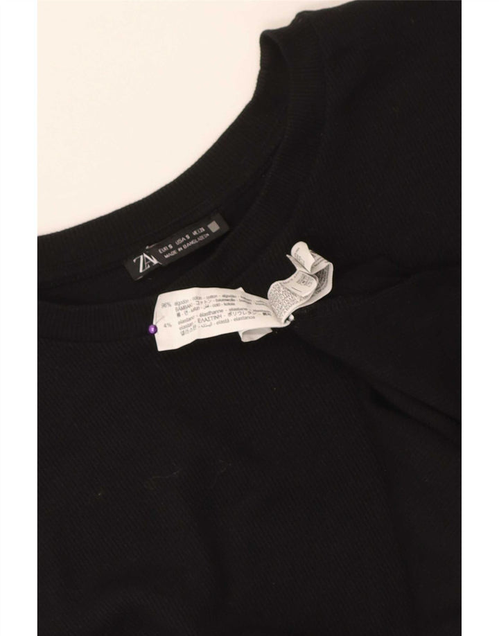 Zara Femme Débardeur UK 10 Petit Coton Noir