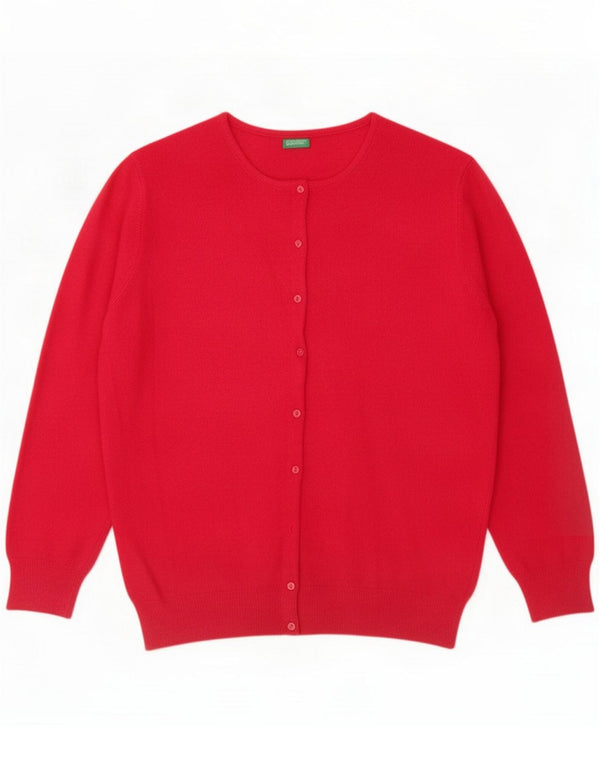 Benetton Womens Cardigan Sweater UK 16 Large Pink Wool