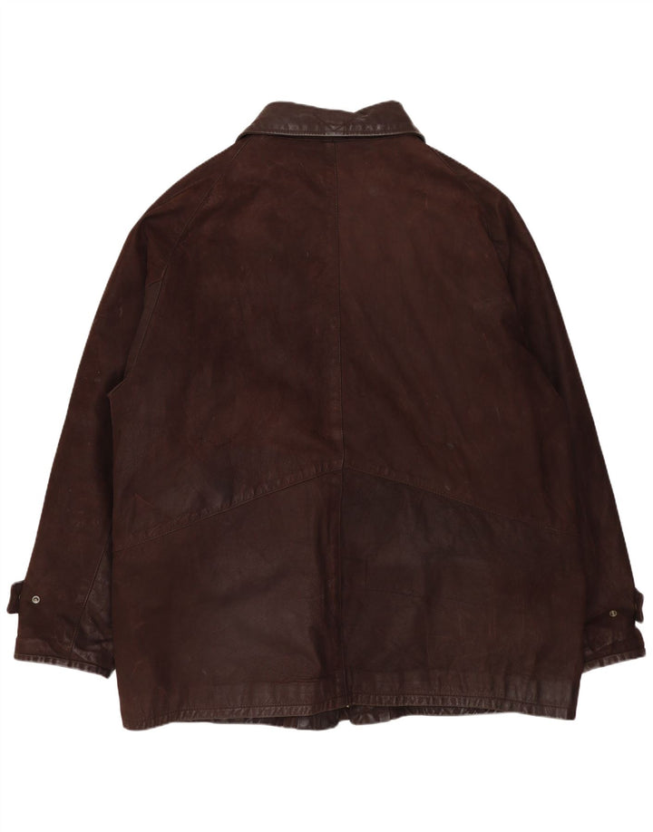 VINTAGE Veste en cuir homme UK 42 XL Cuir marron