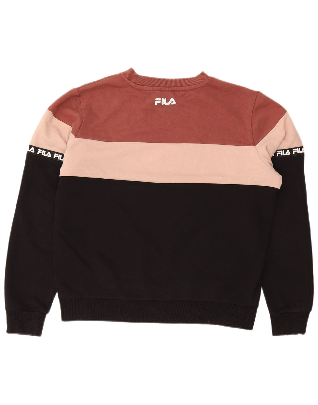 FILA Sweat-shirt graphique pour femme UK 14 Medium Black Colourblock