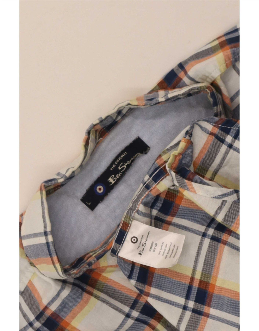 Ben Sherman Chemise à manches courtes pour homme en coton à carreaux bleus