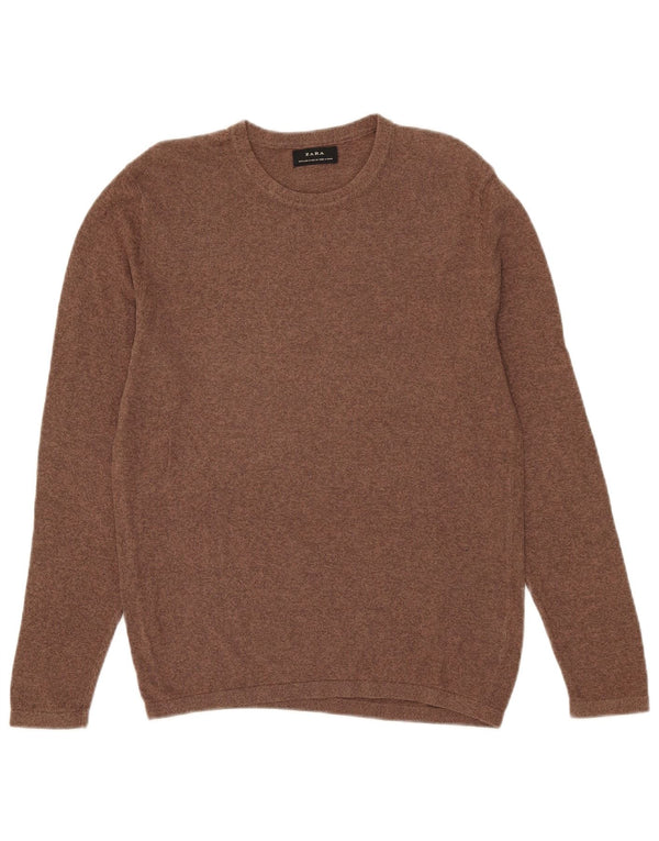 Zara Pull à col rond en coton moucheté marron moyen pour homme