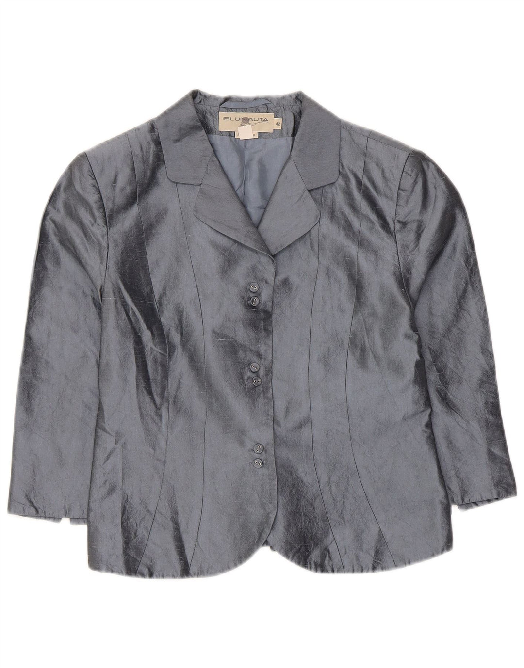 Blunauta Veste blazer courte à 6 boutons pour femme IT 42 Gris moyen en soie
