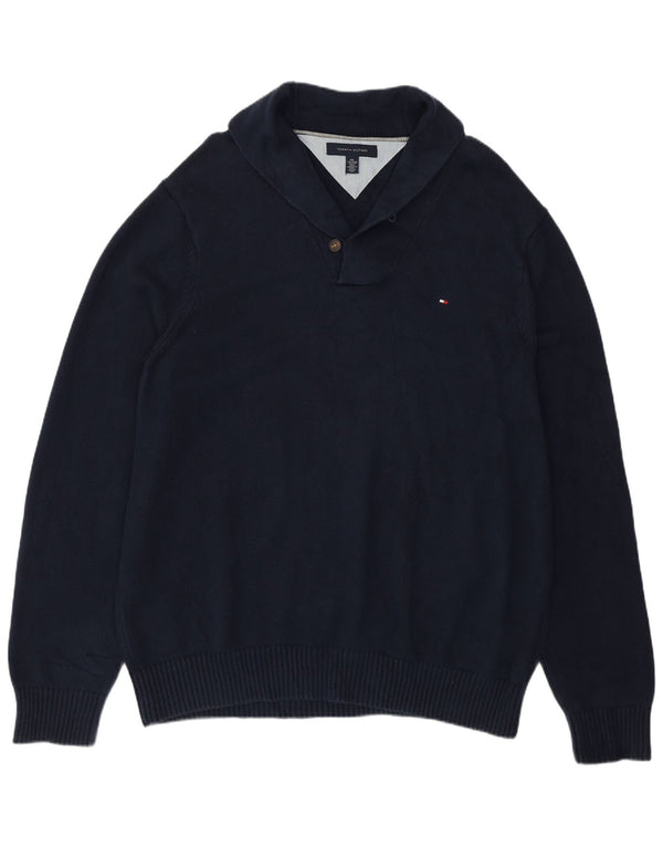 Tommy Hilfiger Pull à col châle pour homme en coton bleu marine 2XL