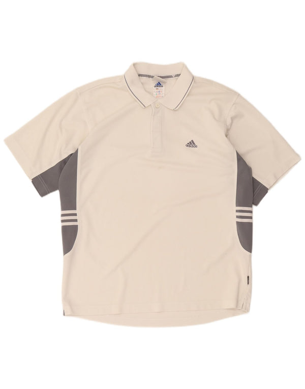 Adidas Polo Climalite pour homme UK 40/42 Blanc moyen Colourblock