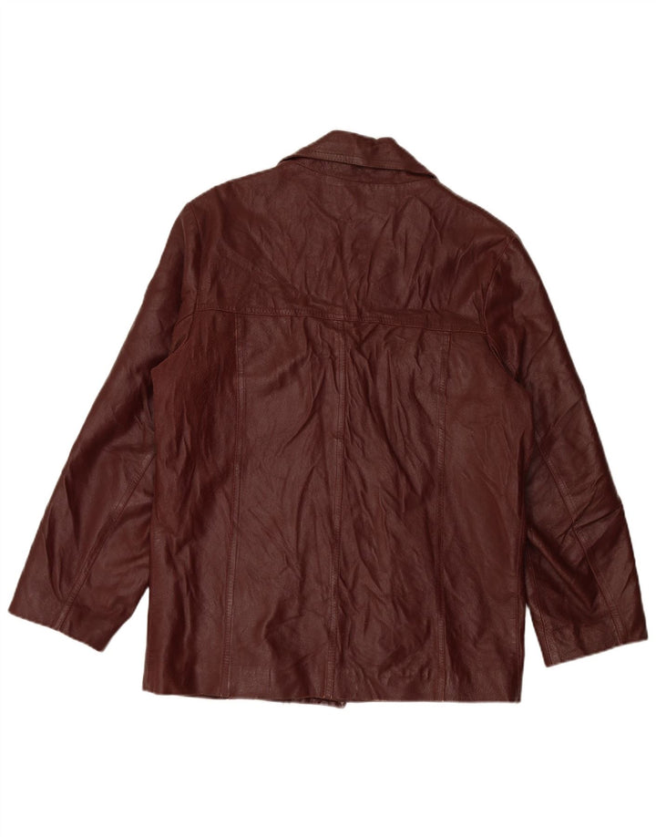 VINTAGE Veste blazer en cuir à 4 boutons pour homme IT 50 Grand cuir bordeaux