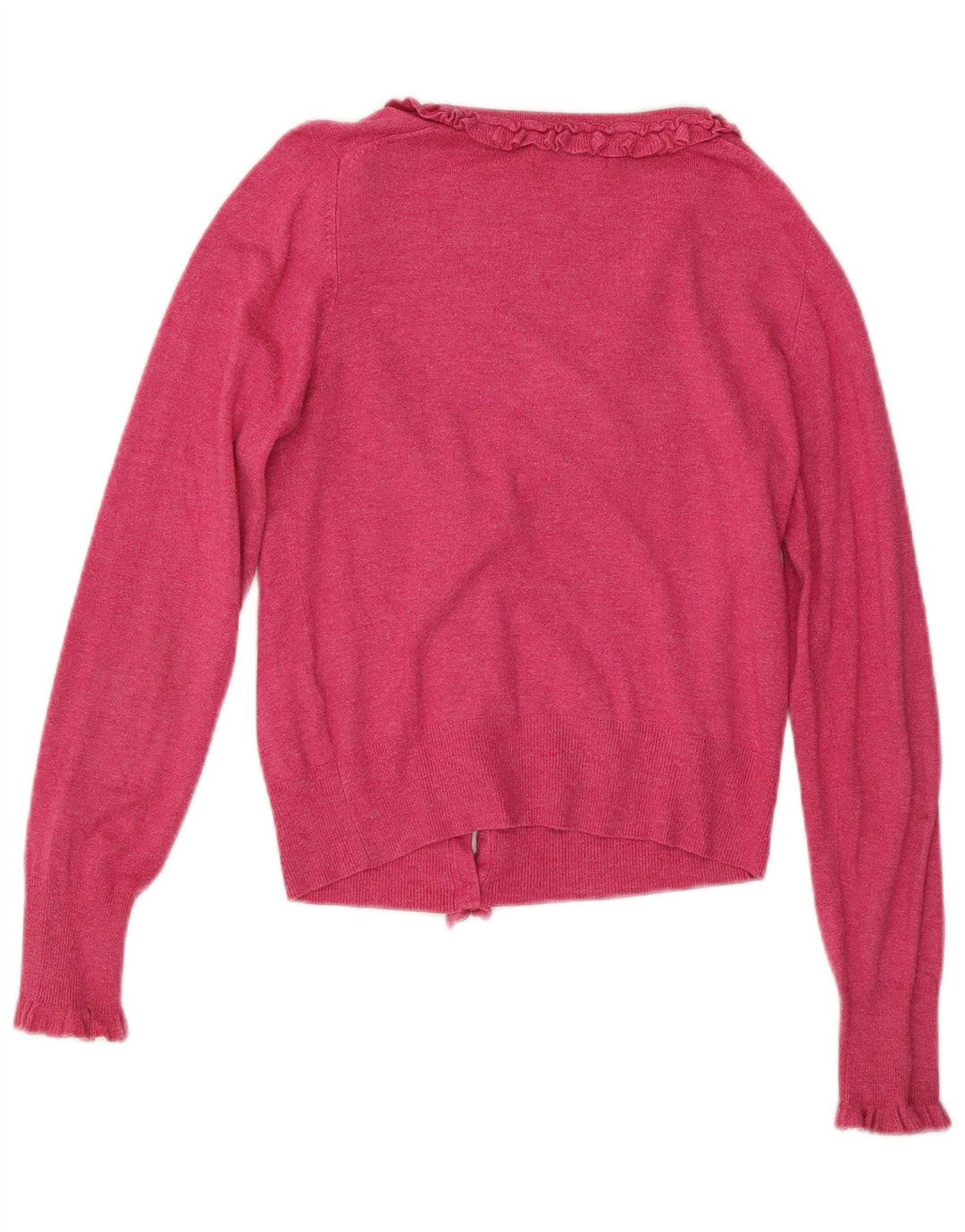 Marks & Spencer Pull cardigan court à volants sur le devant pour femme UK 8 Small Rose