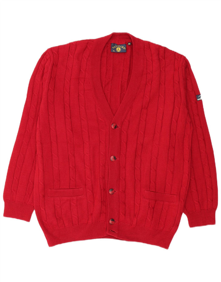 NAVIGARE Cardigan Homme Pull XL Rouge Laine Mérinos